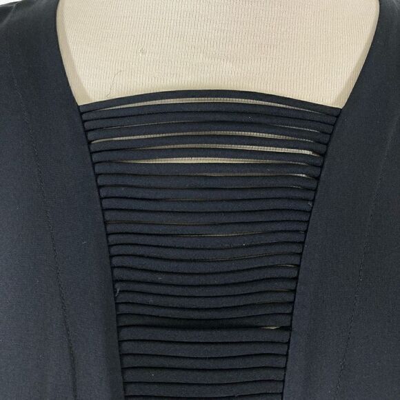 Robert Rodriguez 6 S Black Silk Dress Pencil Midi Y2K Dolman 3/4 Sleeves Evening - Picture 5 of 6